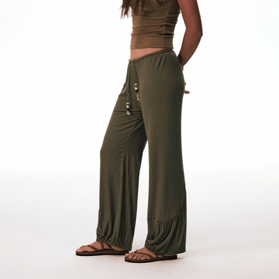 CONP 25SS 一片式抽褶串珠舒适长裤