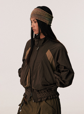 CONP 25AW 褶饰打揽拼接皱感尼龙外套