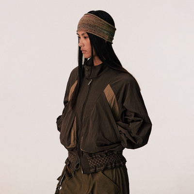 CONP 25AW 褶饰打揽拼接皱感尼龙外套