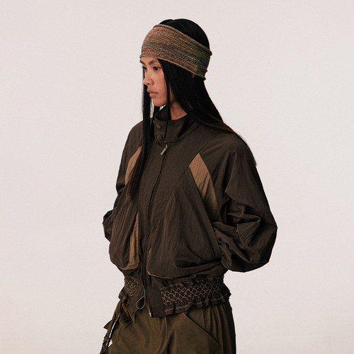 CONP 25AW 褶饰打揽拼接皱感尼龙外套