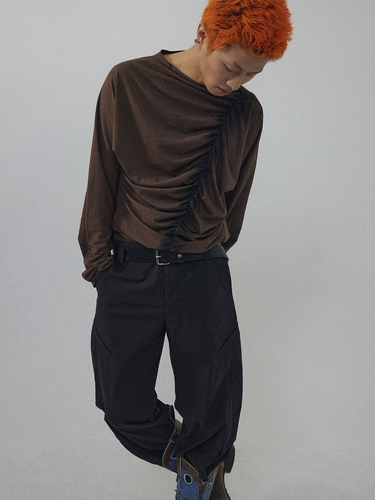 Conp 24SS Соберите футболку с плиссированным цветовым раскраски топ