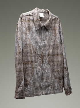 CONP「Conp For Sun」23AW Panelled Shitr 菱格蕾丝拼接衬衫