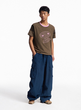 CONP 25SS 太极花刺绣毛巾肌理感网眼拼接短袖T恤