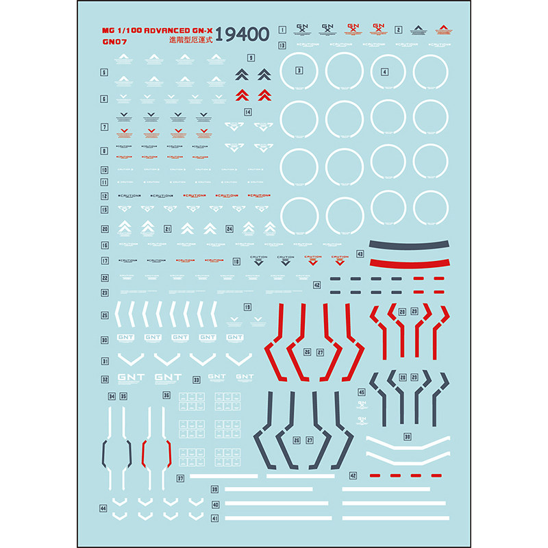 中环水贴 mg1/100pb限定mg进阶型厄运式-gnx-白虎星星水贴纸19400
