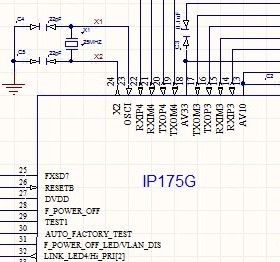 IP175G网络交换机原理图 5口以太网交换机IP175G IP178G网络交换