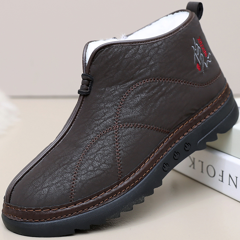 冬季老北京布鞋纯羊毛男棉鞋加厚保暖中老年爸爸鞋防滑底老人棉靴