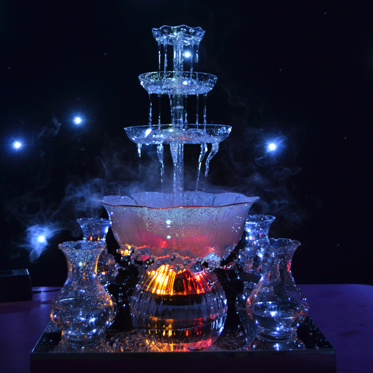 新款婚礼循环流水香槟塔雾化酒塔婚庆四层酒塔红酒醒酒器婚庆道具