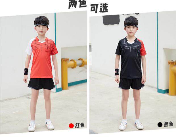 新款时尚儿童羽毛球服青少年运动服学生小孩球衣训练服比赛服套装
