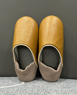 日式pu皮面拖鞋女秋冬季保暖棉鞋情侣室内男士家居静音布底棉拖鞋