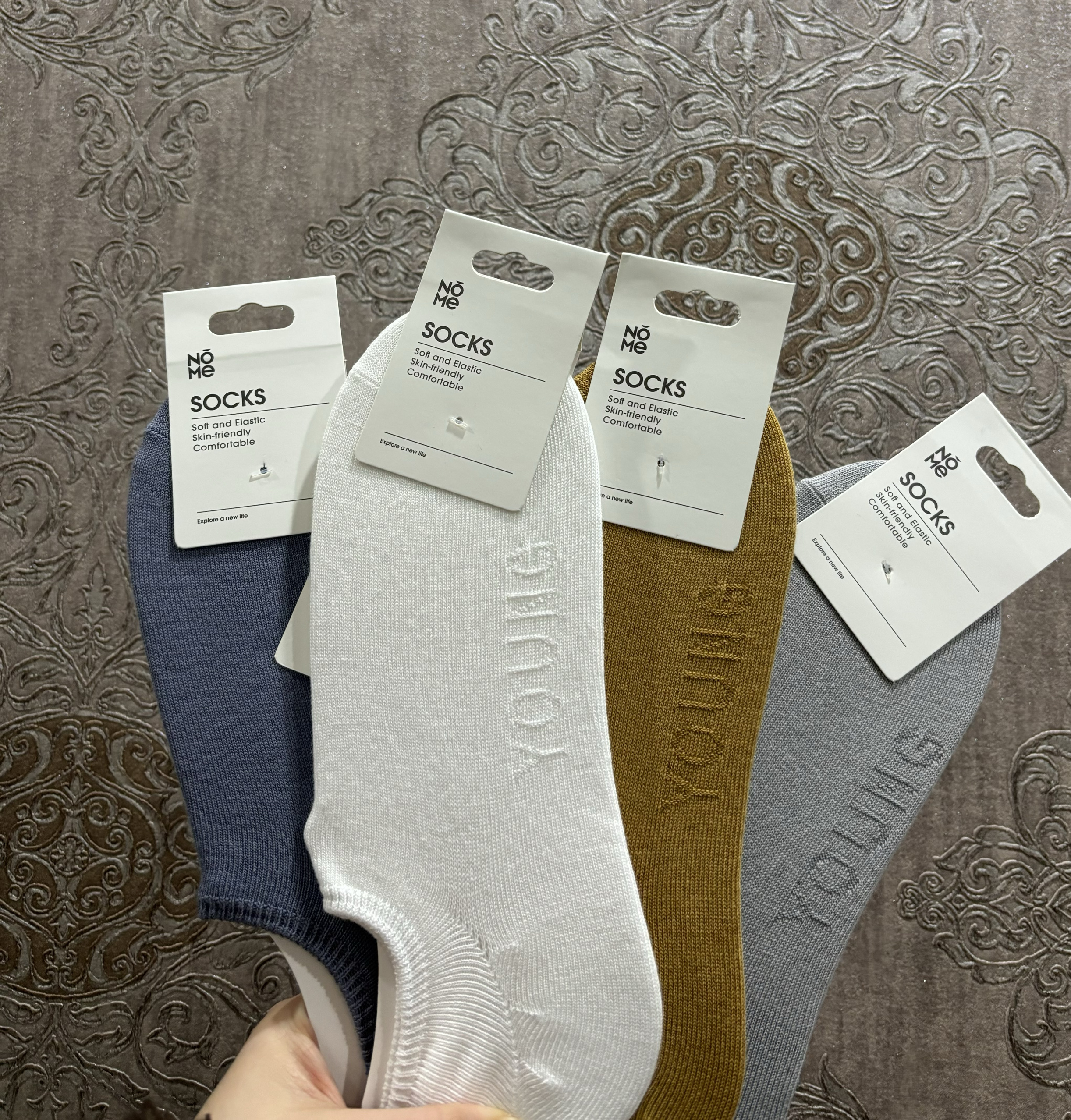 新款 春夏拼色迷彩休闲运动风男款短筒袜男士后跟防滑硅胶船袜