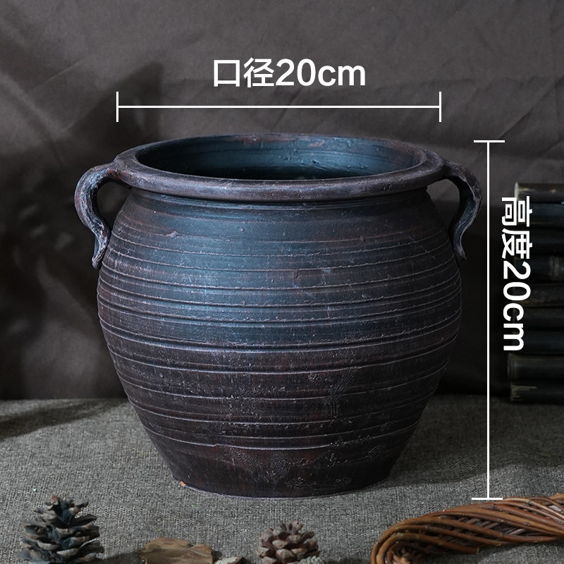 中式复古粗陶花瓶花盆栽摆件陶罐花瓶土培多肉三角梅家居仿古