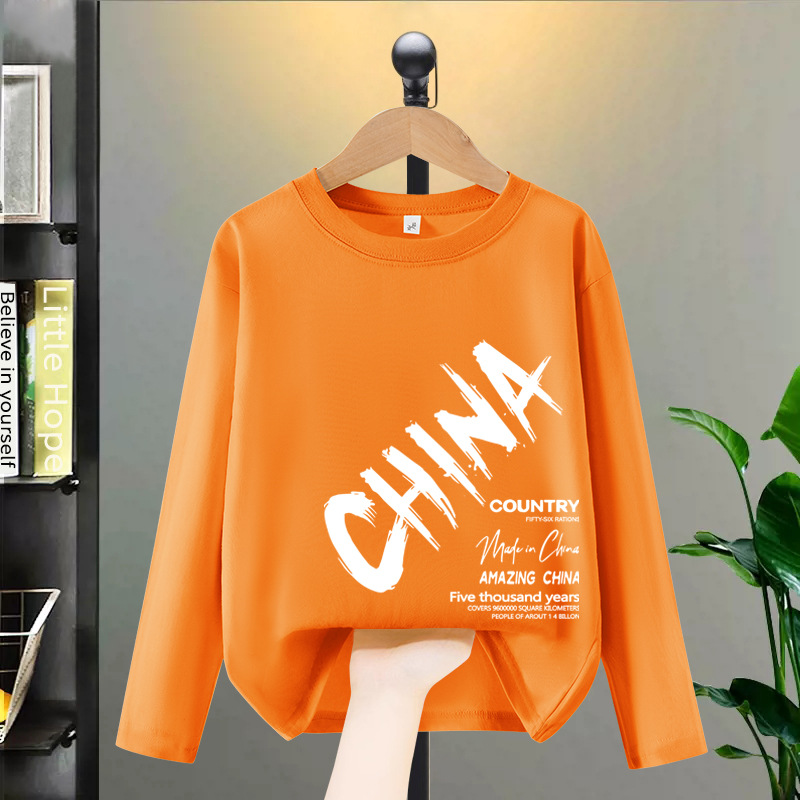 男童纯棉长袖T恤新款印花儿童装春秋季宽松圆领套头上衣男孩时衫