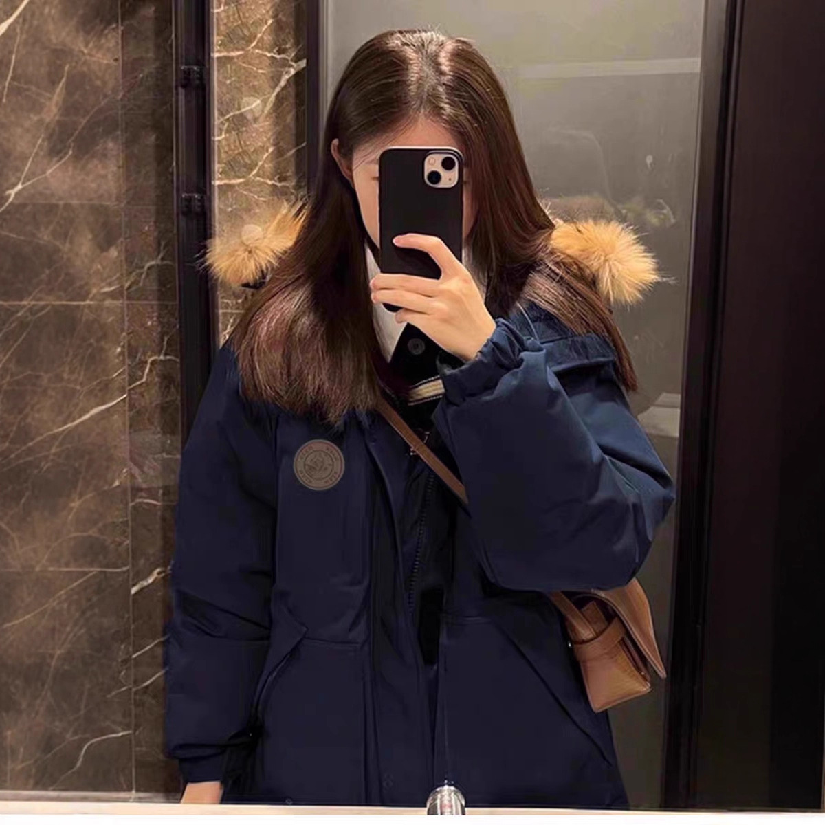 大毛领羽绒服女宽松冬季