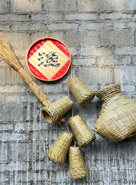 复古竹编鱼笼鱼篓渔具8090年代墙饰农家乐火锅店古镇景点餐馆挂件