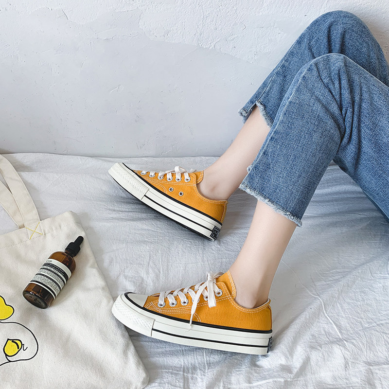 匡家鞋1970s 低帮帆布鞋男鞋女鞋姜黄休闲运动板鞋脚肥脚宽大码鞋
