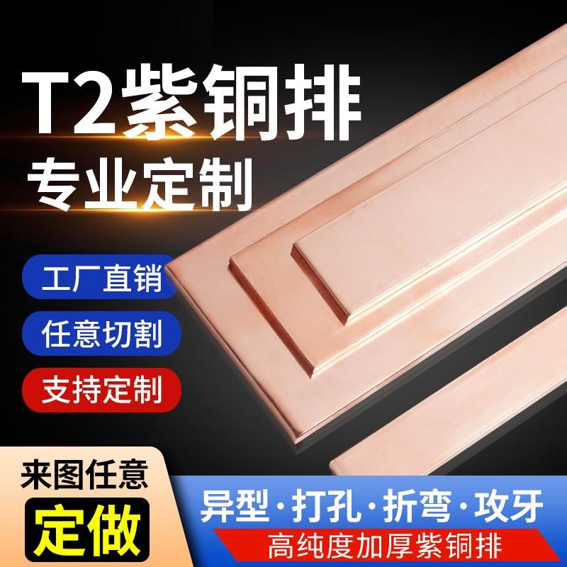 紫铜排T2接地汇流红机房空开连接散接线地母导电铜热镀锡铜条定制