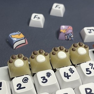 猫爪键帽树脂个性机械键盘键帽透光单个动漫可爱布丁猫爪键帽