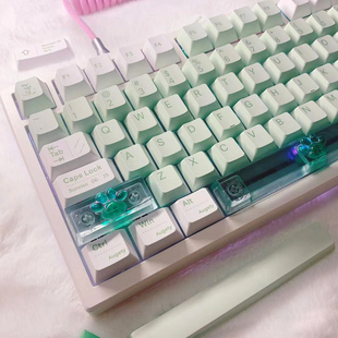 新款透光猫爪薄荷绿键帽十字轴OEM 空格/enter键机械键盘键帽