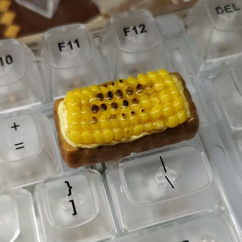 可爱粉色爱心键帽透明树脂亮片情侣礼物心形键帽游戏机械键盘键帽
