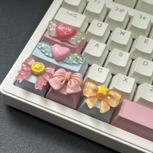 粉色蓝色翅膀蝴蝶结键帽enter alt tab键 机械键盘个性R4增补键帽