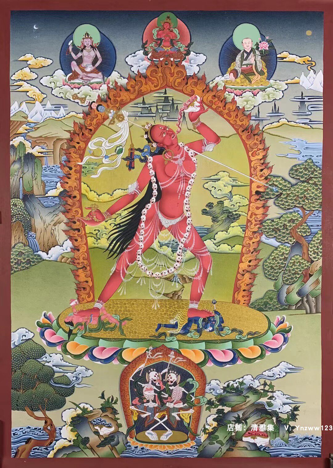 收藏级彩唐那若空行母尼泊尔纯手绘藏族手工唐卡挂画