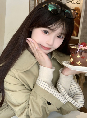 【现货】【原C】这件风衣有点乖～ 娃娃领卡其色收腰风衣