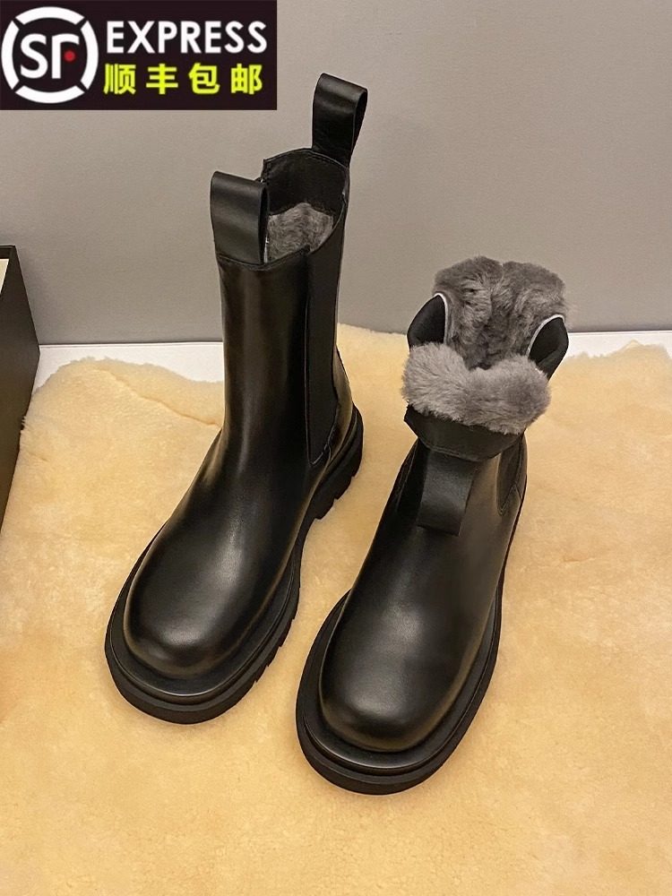 2024 NEW MARTIN BOOTS WOMENS WINTER FLEECE THICKENED WARM FUR INTEGRATED SNOW BOOTS MID BOOTS SHORT BOOTS
