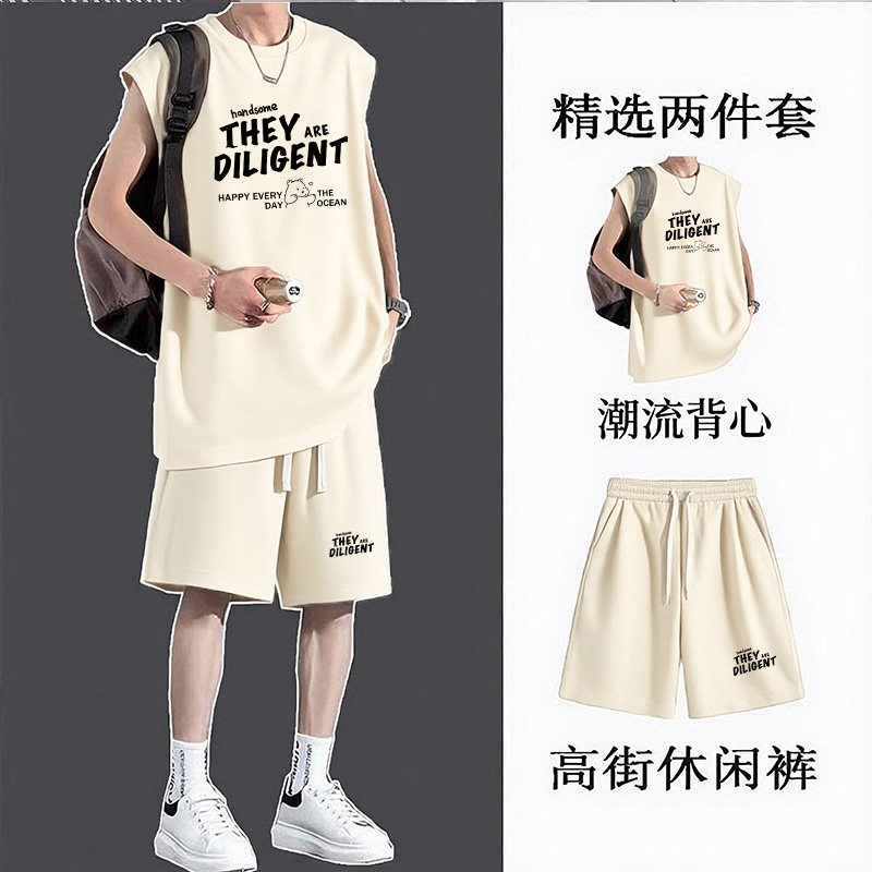 2026夏季新款男款休闲运动套装透气背心短裤吸汗速干男款打球跑步