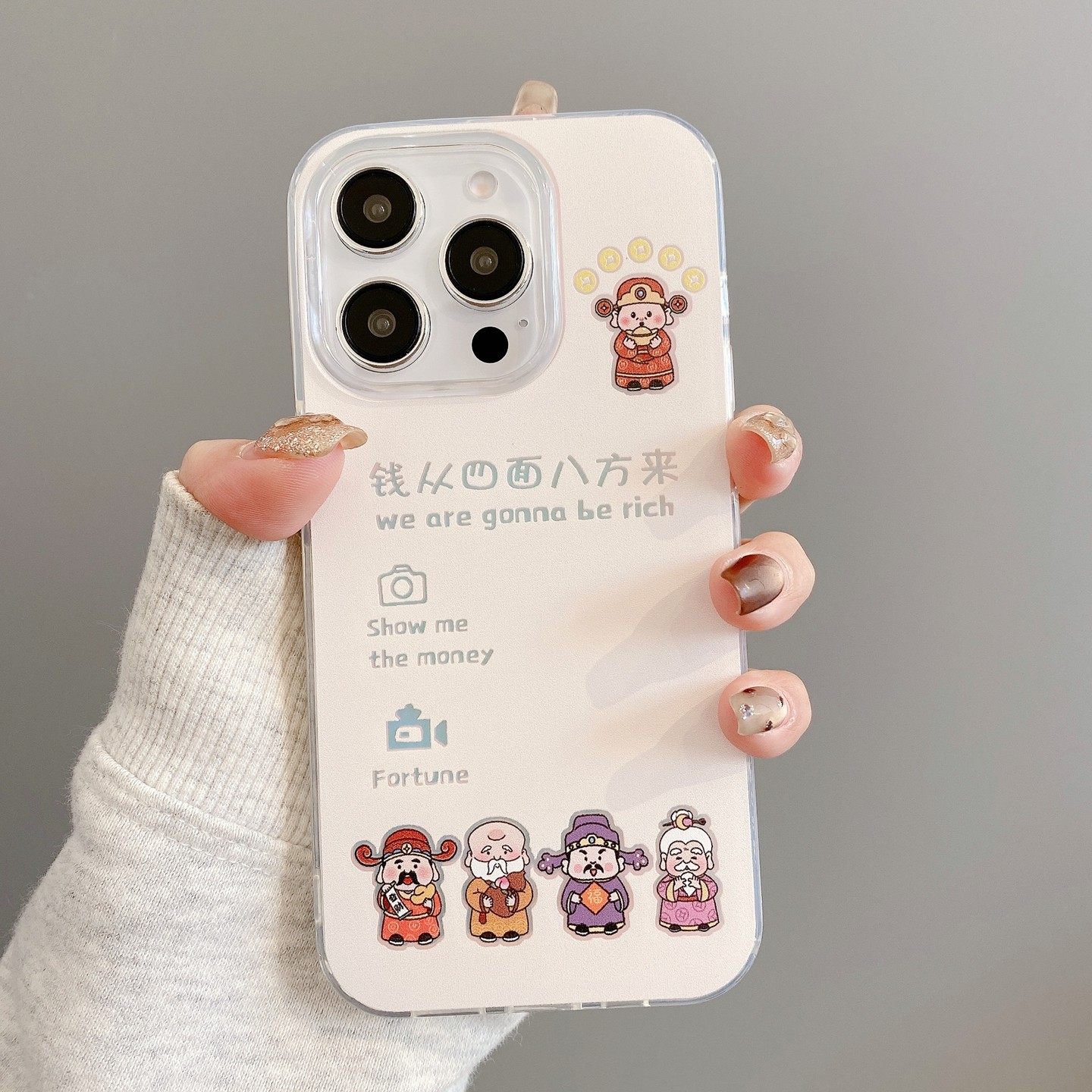 钱来财神适用iphone17promax手机壳新年款彩绘苹果16