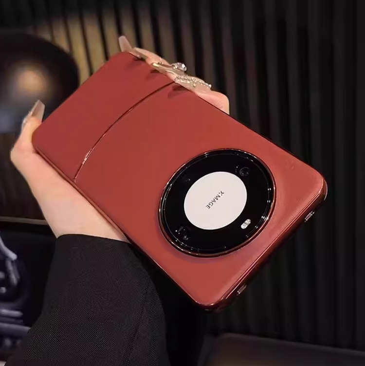 适用华为mate70p皮纹简约手机壳