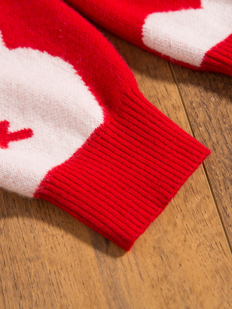 호랑이의 해 귀여운 조디악 년 빨간 스웨터 남자 겨울 니트 스웨터 캐시미어 스웨터 남자 100 순수 캐시미어 두꺼운 라운드 넥