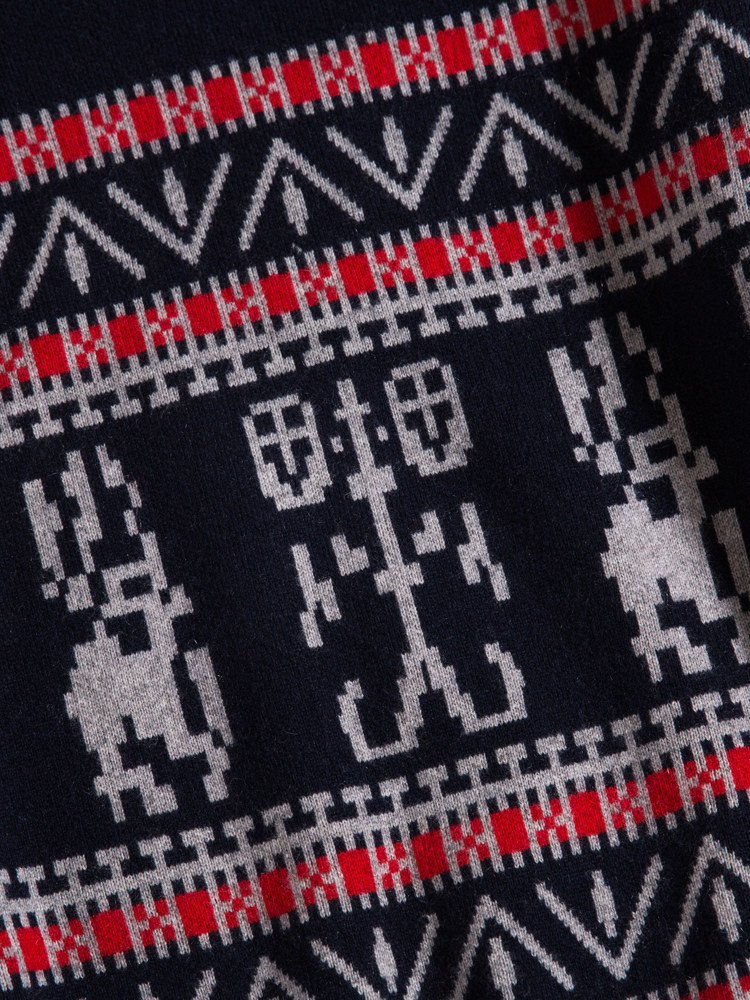 겨울 따뜻한 노르딕 스타일 남성용 페어 아일 스웨터 남성용 복고풍 니트 스웨터 남성용 프리미엄 두꺼운 하프 터틀넥 캐시미어 스웨터