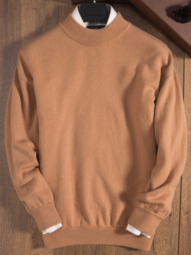 겨울 솔리드 컬러 오프 숄더 바닥 스웨터 남성용 두꺼운 하프 터틀넥 캐시미어 스웨터 남성용 스타의 ??같은 스타일 생강 스웨터