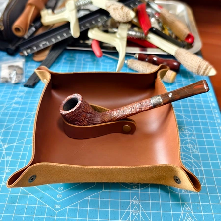 手工制作纯牛皮便携多用烟斗手卷醒草盘托盘杂物盘