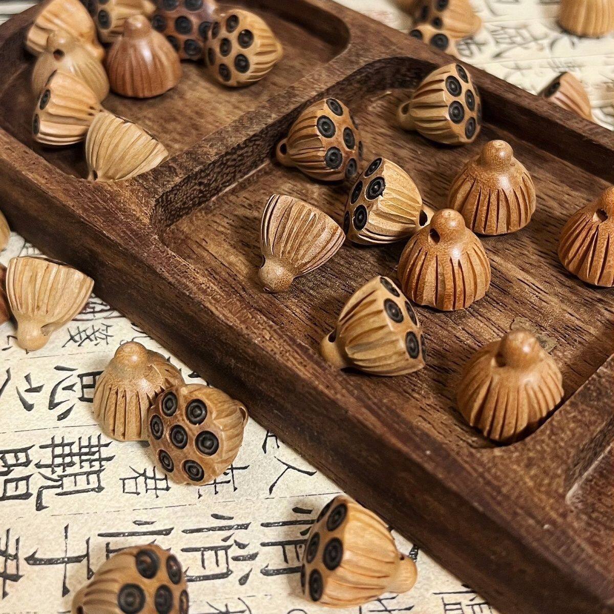 桃木梅花/莲蓬吊坠DIY手串佛珠