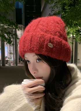韩系圣诞小红帽毛线帽针织帽秋冬
