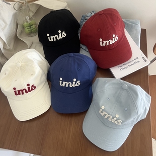韩代款博主时尚字母纯棉百搭软顶棒球帽显脸小鸭舌帽子春夏遮阳帽
