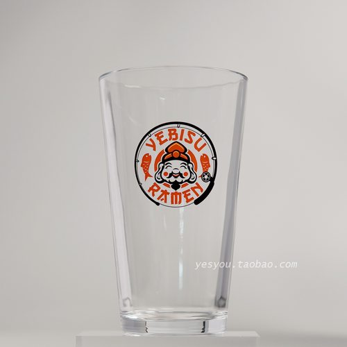 YEBISU惠比寿卡通形象logo 扎啤杯日式酒馆专用玻璃杯水杯啤酒杯