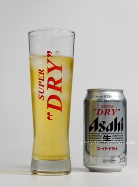 日本Asahi朝日SUPER DRY超爽快辛口生啤厚底高杯啤酒杯直饮玻璃杯