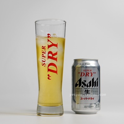 日本Asahi朝日SUPER DRY超爽快辛口生啤厚底高杯啤酒杯直饮玻璃杯