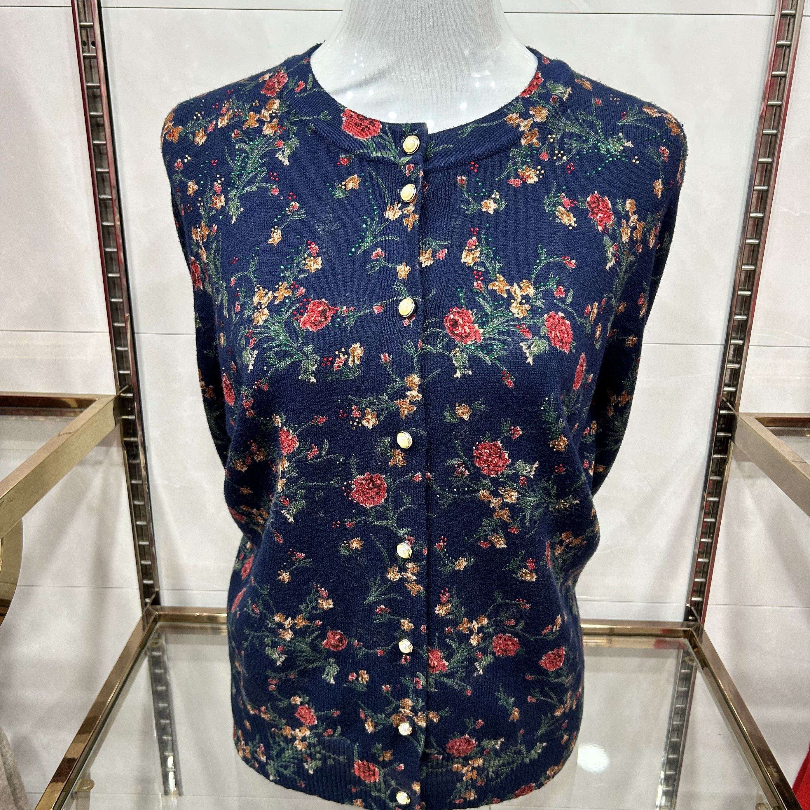 艾靓依妈妈款洋气高贵小衫中老年针织印花开衫秋装宽松毛衣外套女,女装/女士精品,中老年女装,淘宝优惠券,粉丝福利购,淘宝优惠卷