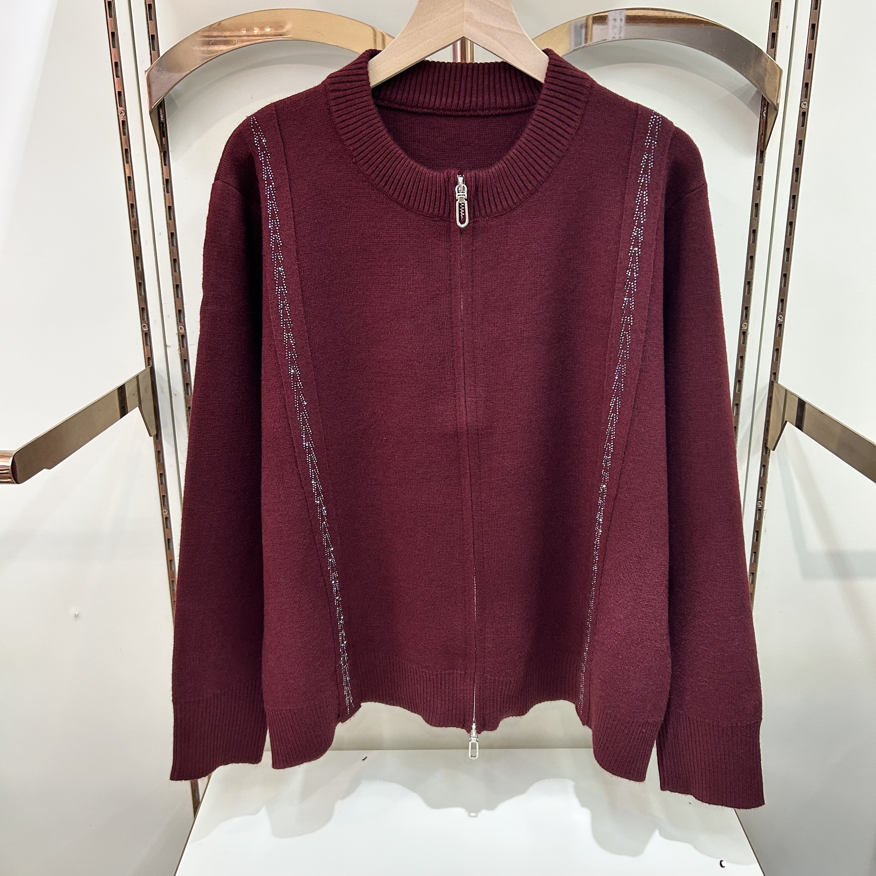 中老年妈妈羊毛衫女装秋冬外套高领开衫针织衫女上衣长袖拉链衫