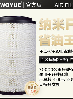 K2841空气滤芯豪沃336 380 T7h解放J6陕汽德龙F3000纳米空滤清器