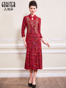 古贝莎敬酒服结婚晚礼服旗袍女宴会丈母娘妈妈装喜婆婆连衣裙长款