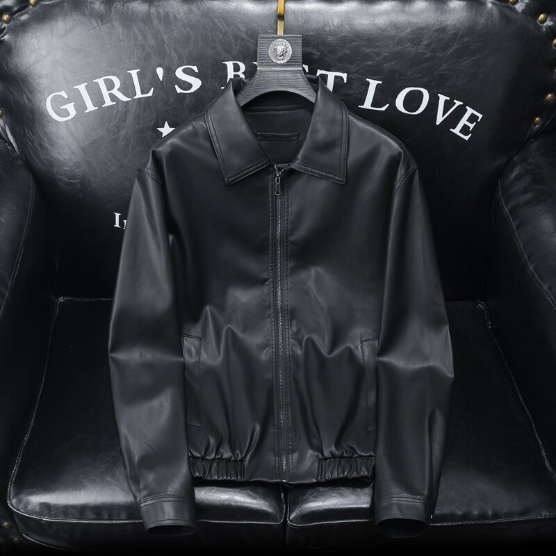 2025年秋冬新款男士翻领机车皮外套修身潮男货号6206P175沙发底，男装皮衣，钱塘6007(原2006)