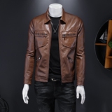 2024年秋冬新款男士翻领机车皮外套修身潮男货号7016P175假模图，男装工装外套，钱塘6007(原2006)