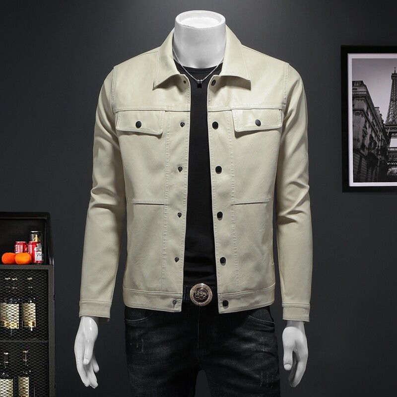 2025年秋冬新款男士翻领机车皮外套修身潮男货号7919P175假模图，男装皮衣，钱塘6007(原2006)