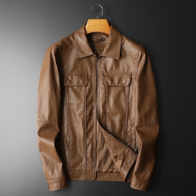 2026年春款新款男士翻领机车皮外套修身潮男货号7965 P155平铺图