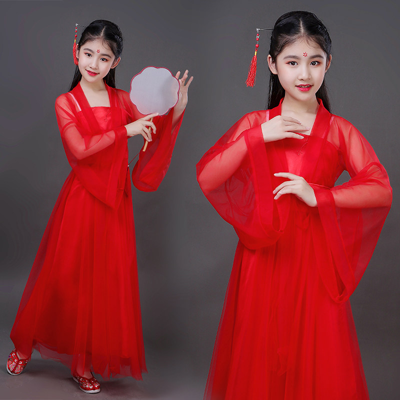 六一儿童古装cos超仙女绣花汉服锦觅公主贵妃舞蹈演出服女童气质