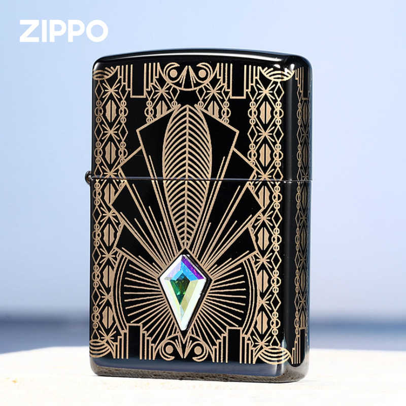 ZIPPO/之宝打火机官方2021年度机贴章镶钻金粉世家收藏送礼正品